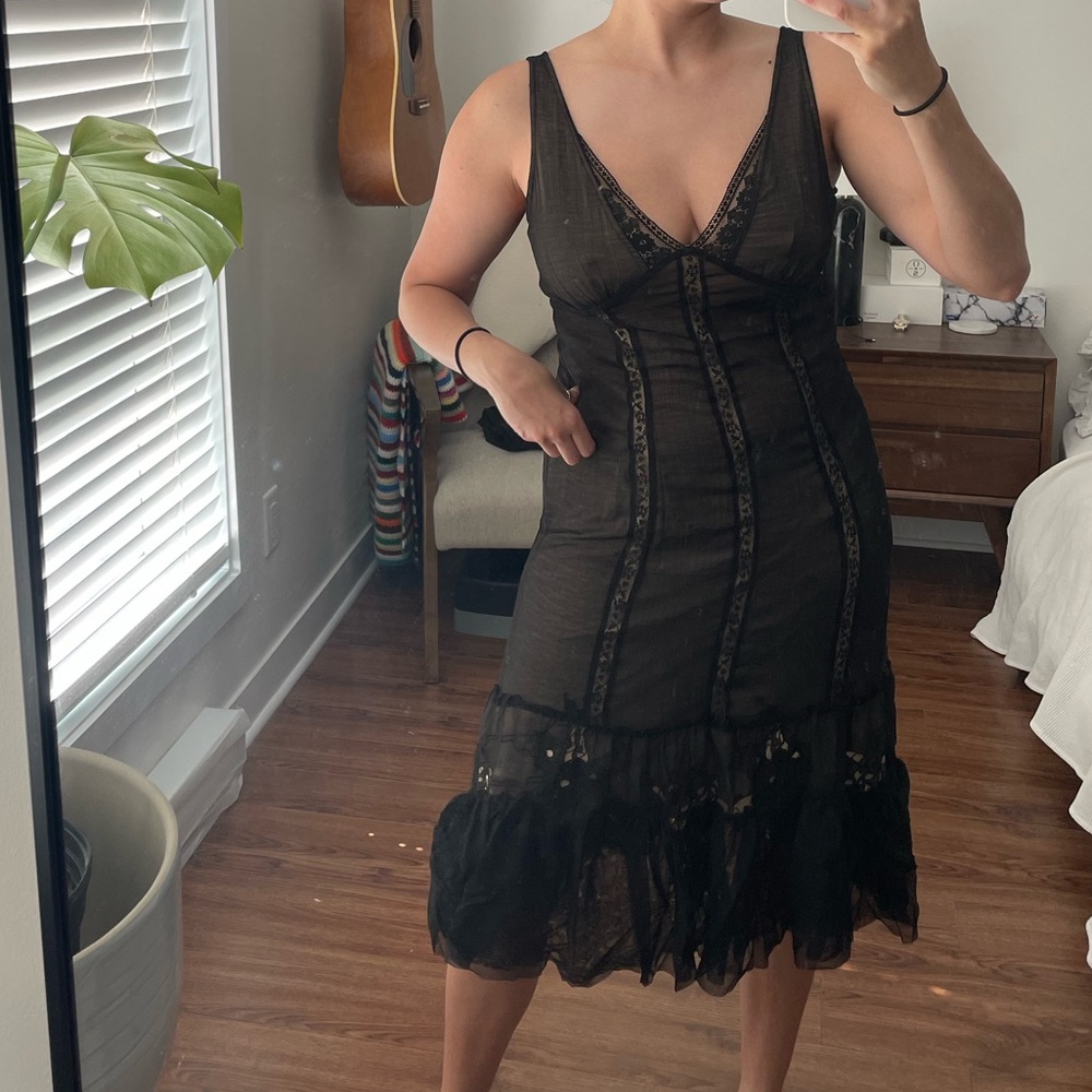 Vintage black mesh dress